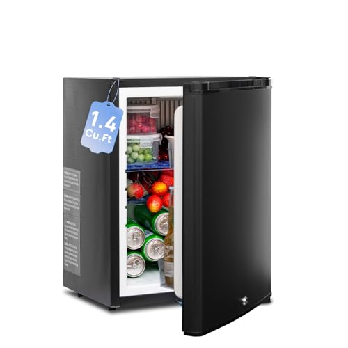 Smad Compact Mini Fridge Quiet No Noise Absorption Refrigerator with Lock 40L Truck Fridge 110V/12V Refrigerator 1.4 cu.ft, Black