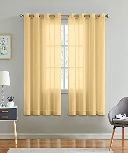 Image of Cotton Linen Solid Curtain with Eyelet Rings,Window Curtains for Pooja Room /Living Room /Dining Hall /Hotel /Bedroom /Kid Room /Kitchen (5 Feet, Ivory) Set of 2, Eyelet