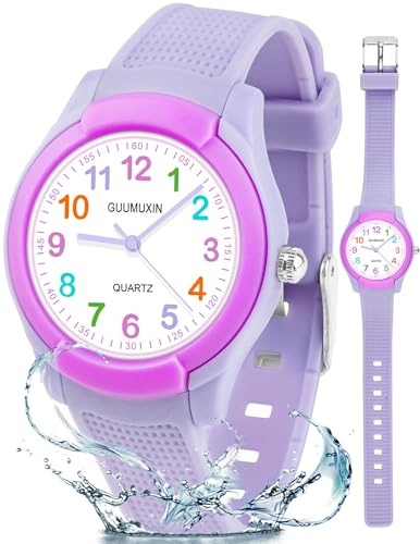 GUUMUXIN Orologio per Bambini Analogico, 30M Impermeabile di Facile Lettura per Insegnare L'ora da Polso, Cinturino in...