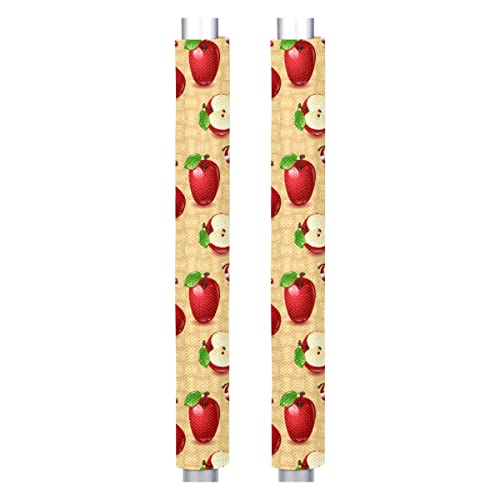 Apples Refrigerator Door Handle Cover Set of 2, Fruit Apples Plaid Kitchen Appliance Decor Handles Anti Skid Protector Gloves for Fridge Oven Keep Off Fingerprints Liquid Oil Stain Food Spot