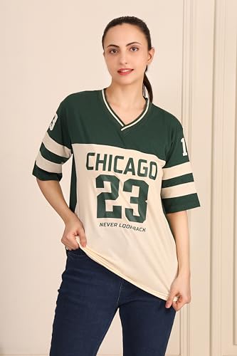 Image of BLACKSTEP Women Oversized Cotton Jersey Tshirt | Loose Fit Streetwear Casual Top | Drop Shoulder Longline T Shirt for Girls College Wear Travel Gym Daily Outfit