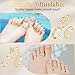 huoflame 6pcs Toe Rings Set for Women - Adjustable 14K Gold Filled Open Bands, Non Tarnish Hypoallergenic Summer Beach Foot Jewelry with Flowers, Plain Styles
