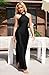 Memoriesea Women's Sexy Satin High Split Sleeveless Backless Party Wedding Maxi Dress Black