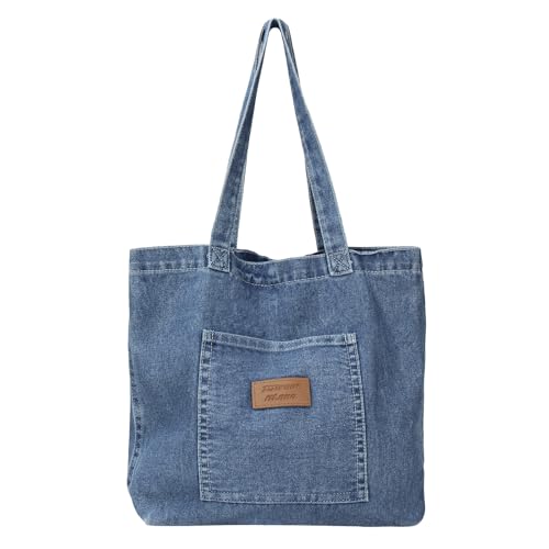 Copajama Sac fourre-tout en jean pour femme, sac à main à bandoulière, parfait pour le travail, le shopping, sac Hobo (bleu foncé)