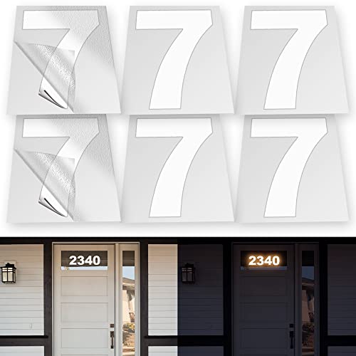 iSYFIX Reflective Vinyl Number 7 (Seven) Stickers, 5 Inch, 6 Pack