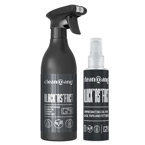 Cleangang BLACK*AS*FACTSet für schwarze Spülen&Armaturen Reiniger500ml + Imprägnieröl100ml Entfernt Kalk & Wasserflecken schützt schwarz mattierte Oberflächen vegan & mikroplastikfrei