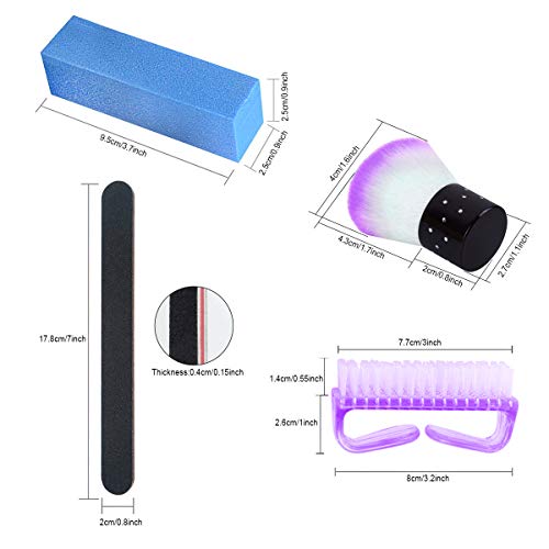 Nail File and Buffer, Professional Manicure Tools Kit 6pcs Rectangular Art Care Buffer Block 6pcs 100/180 Grit Double-sided Nail Files 6 pcs Purple 180/240 Emery Board & Buffers Brushes, 14Pcs/Pack - Thumbnail 3