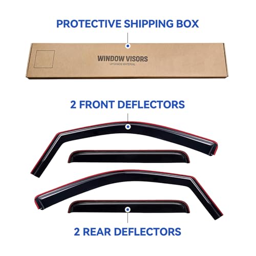 Image of in-Channel Window Visors Rain Guards Shield for 2006-2014 Honda Ridgeline, Window Vent Wind Deflectors Visors Shades for 06-14 Ridgeline