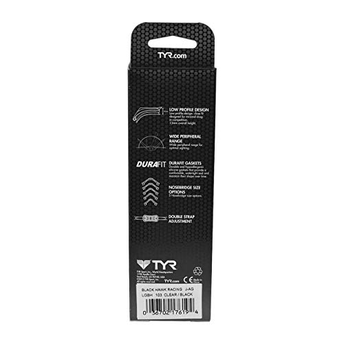 Tyr Black Hawk Racing Goggles, Clear Matte Black, One Size #TOP4