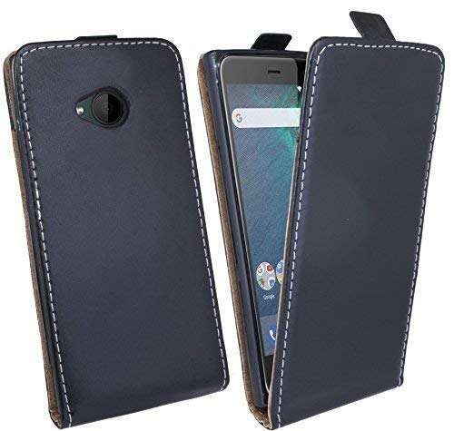 cofi1453 HTC U11 Life Bolso Plegable Bolsa de protección Funda Protectora Flip Carcasa Funda Accesorio Estuche en Negro Funda