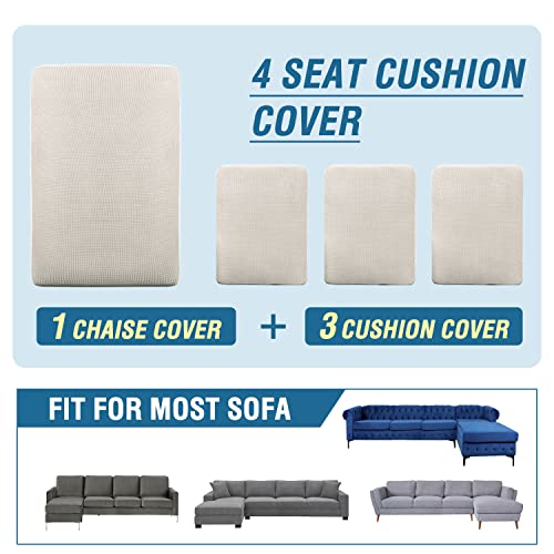 H.versailtex Sectional Couch Covers 4 Pieces Sofa Seat Cushion Covers L Shape Separate Cushion Couch Chaise Cover For Both Left/Right Sectional Couch (Xl Sofa 3 Seater + 1 Chaise, Ivory) #TOP6