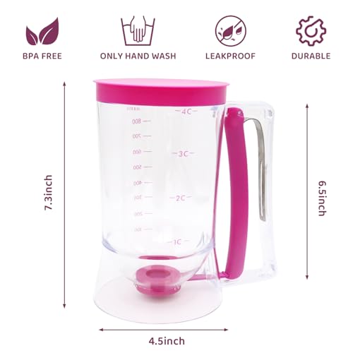 Pancake Batter Dispenser, Batter Separator Bakeware Pancake Maker with Measuring Label, Kitchen Baking Tool for Perfect Pancakes, Cupcake, Cream, Waffle, Muffin Mix, Cake & Crepe - Image 5