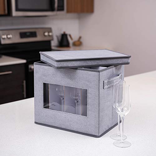Veno 2 Pack Champagne Flutes Storage Box W/ Lid, Handles, Stemware Transport And Protection, China Storage Containers, Glassware Moving Boxes, Packing Supplies, Cardboard Dividers For 12 Glasses (Champagne Flute – Set Of 2) #TOP4
