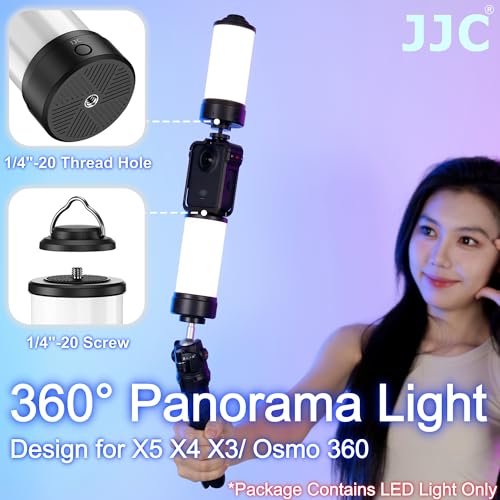 Image of JJC 2Pcs 360 LED Light Attachment for DJI Osmo 360 for Insta360 X5 X4 X3 Gopro Max Xtra Sphra 360 Accessories, Rechargeable Personal Video Light w. 1 /4 inch-20 Thread, 3 Color Mode / 5 Brightness Level