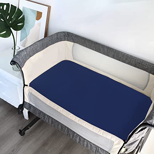 Baby Bassinet Sheets 4 Pack Compatible with 33" x 20" Mika Micky, Baby Delight, Dream On Me and Other Rectangle Bassinet Mattress, Ultra Soft & Skin Friendly, Washer & Dryer, Grey and Navy Blue