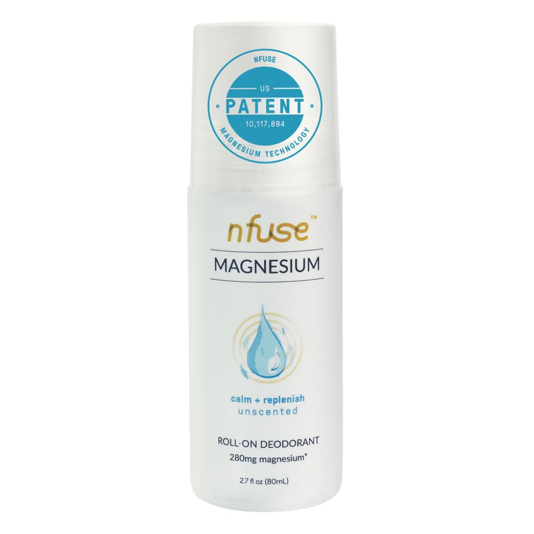 nfuse Natural Magnesium Roll-on Deodorant - Patented Magnesium Delivery Technology - Fragrance Free - Aluminum Free - Unscented: Calm + Replenish