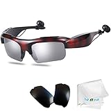 Bluetooth Glasses Headphone Stereo Music Bluetooth Sunglasses Polarized Glasses Wireless Headset Microphone Compatible with Android iOS Cell Phones Samsung Galaxy Note 9 8 5 S9 S8 S7 S6 Edge Red