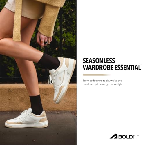 Image of Boldfit Sneakers for Women Comfortable Air Faux Leather Shoes for Woman, Lace-Up Casual Girls Shoe, Lightweight Sneaker Shoes for Woman DripWave