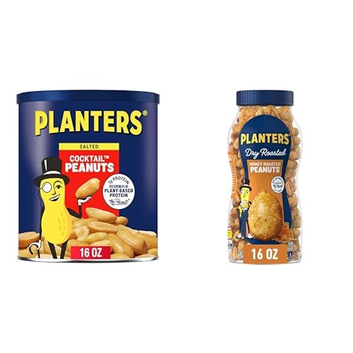 Image of PLANTERS Bundle Salted Cocktail Peanuts + Honey Roasted Peanuts, Pack of 2
