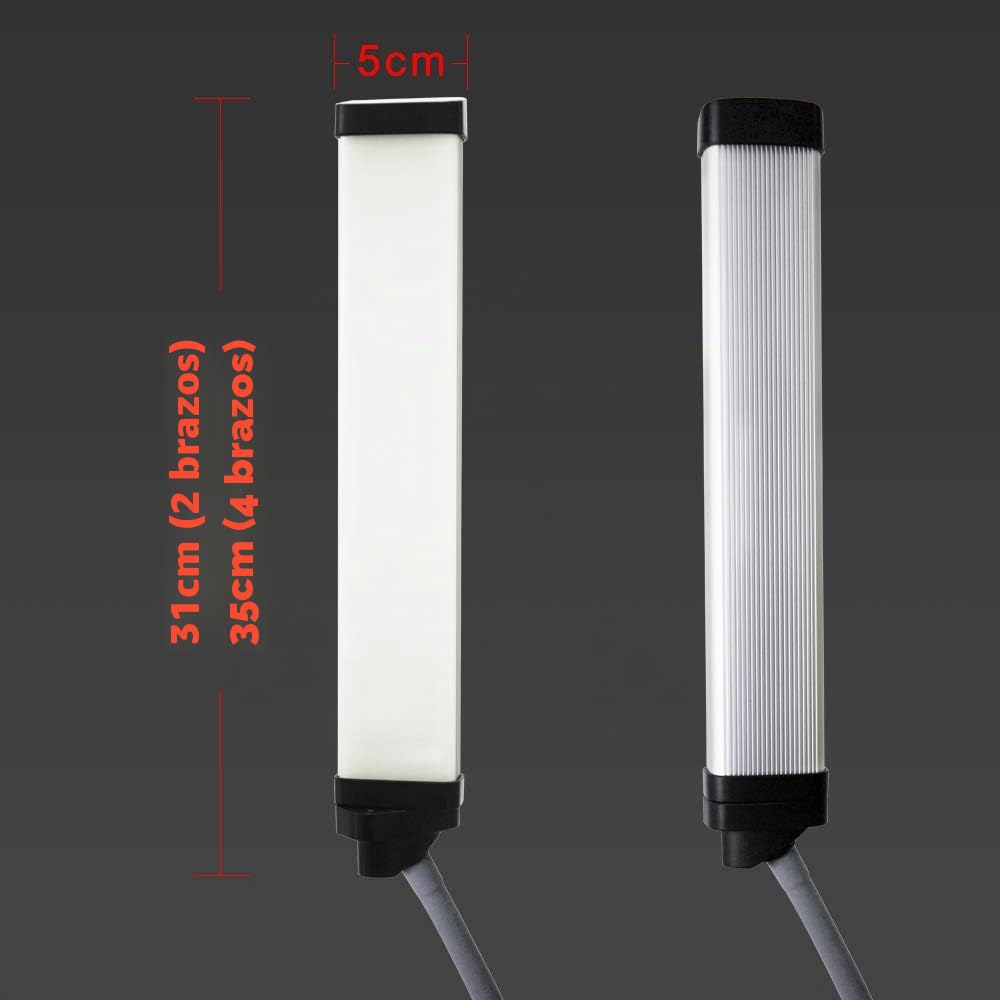 FX-480ii Plegable 50W 3200K-5500K LED Video Studio Doble Brazo Llenado Anillo de Luz con Puerto de Carga USB,Trípode de 200cm Tiras Largas Soportes para Teléfono Cámara YouTube Video