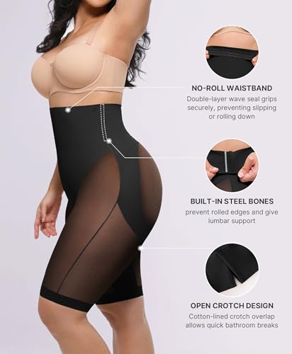 SHAPELLX Butt Lifting Shapewear for Women Tummy Control Body Shaper Faja Shorts High Waisted Girdle Mesh Compression Panties4