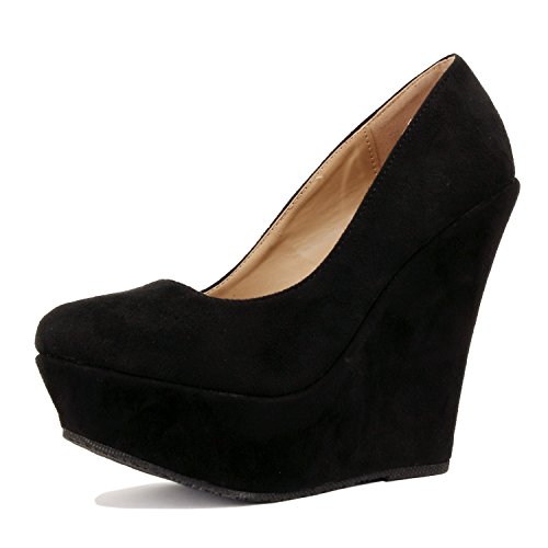Delicacy Trendy-33 Slip On Platform High Heel Pump - Round Toe Wedges Shoes