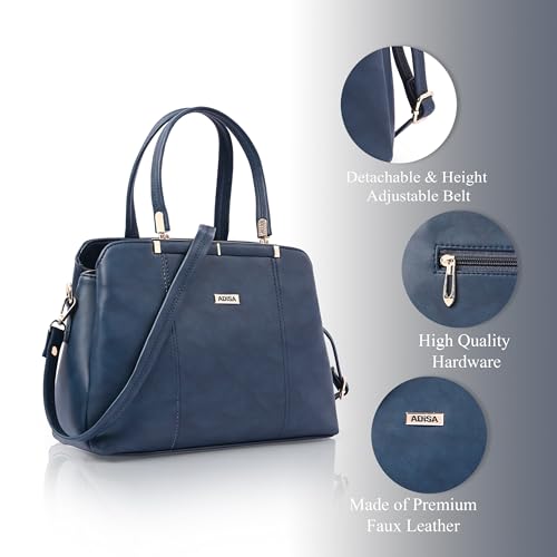 Image of ADISA two tone handbag 3 compartments shoulder bag for women and girls with sling belt (AD4084)