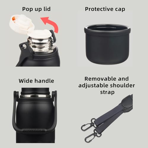 Image of BJPKPK Stainless Steel Insulated Bottle with Handle & Strap, 27oz