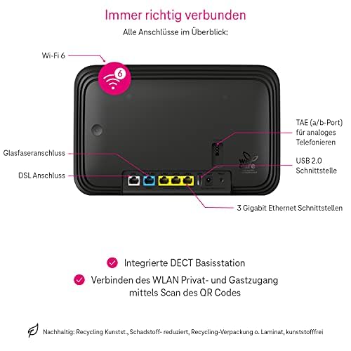 Telekom Router Speedport Smart 4 R2 | Wi-Fi 6 mit bis zu 5600 Mbit/s | WLAN-Mesh-Technologie & Magenta SmartHome Basis integriert I ideal für Entertain TV in UHD & 4K I inkl. DECT Basisstation