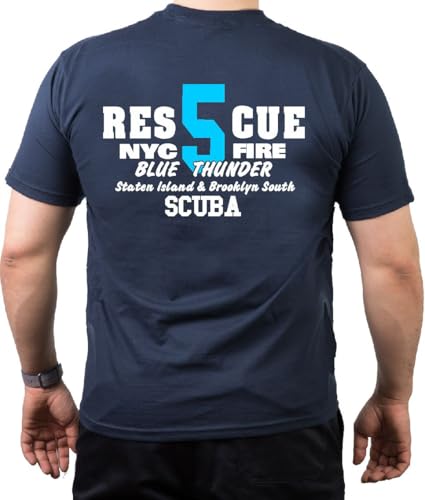 T-shirt Rescue 5 - Staten Island - Pompiers de New York, bleu, M