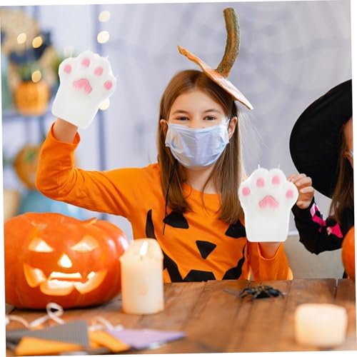 Halloween Therian Paws Soft Breathable Furry Paws Gloves Cute Cat Fox Wolf Paw Gloves Therian for Halloween Cosplay Costume Accessories, Style 1 Cat Paw3