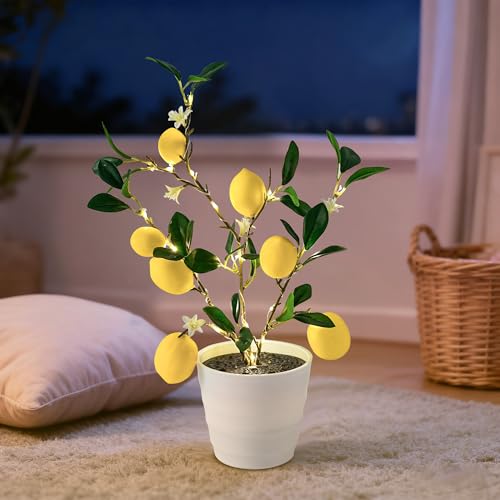 Image of Artificial Lemon Tree Lamp Night Light, Lemon Lamp for Home Shop Cafe Wedding Decor, Gifts for Women Mom Grandma Girlfriend on Birthday Christmas Valentines Mothers Day