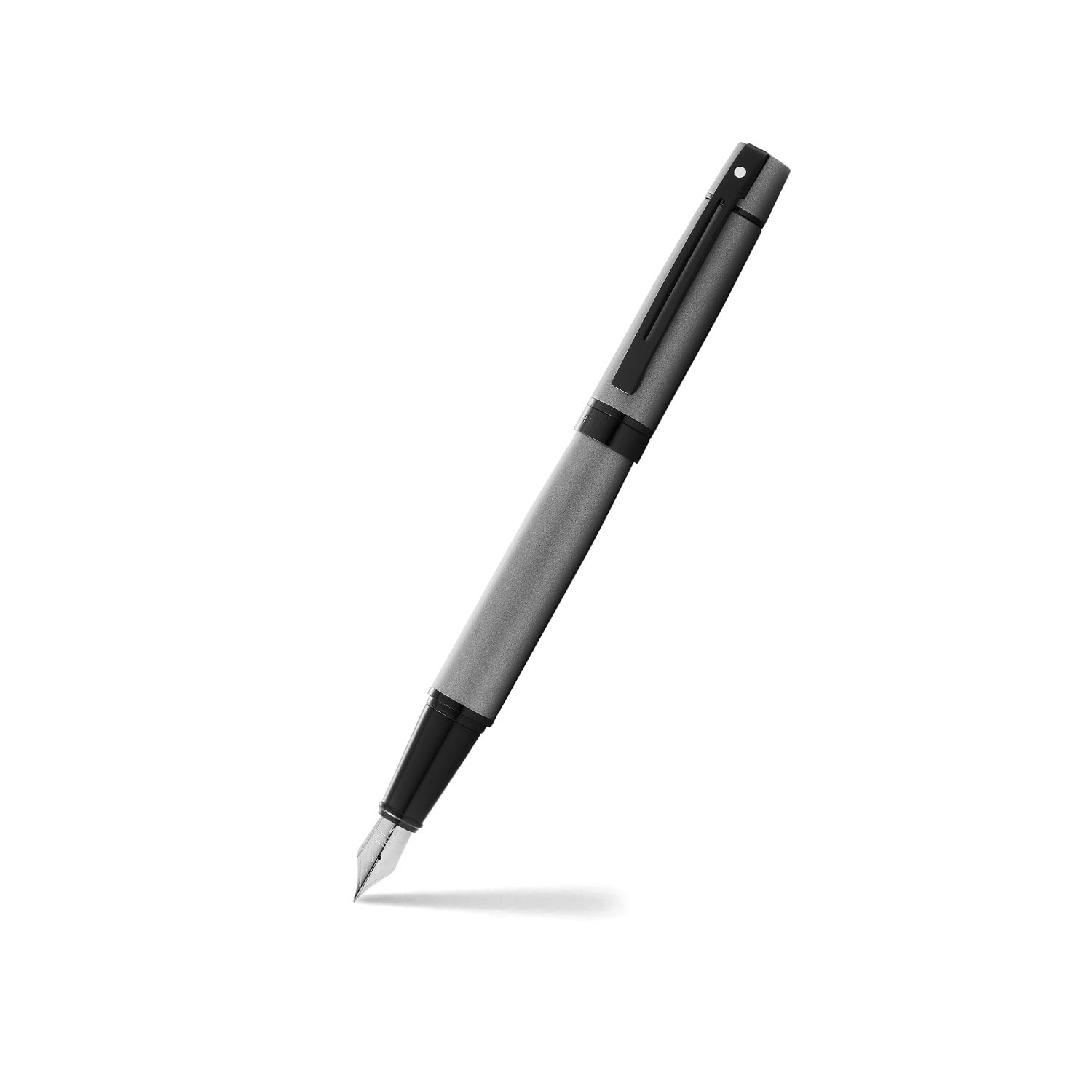 Sheaffer 300 Matt Grey Medium Nib Fountain Pens + 2 Ink Cartridges + Piston Converter + Luxury Gift Box