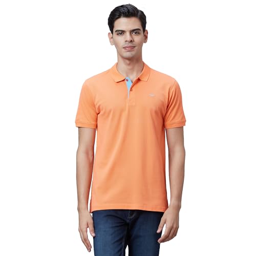 Image of Park Avenue Slim Fit Pure Cotton Print Pattern Polo Neck Casual T-Shirt