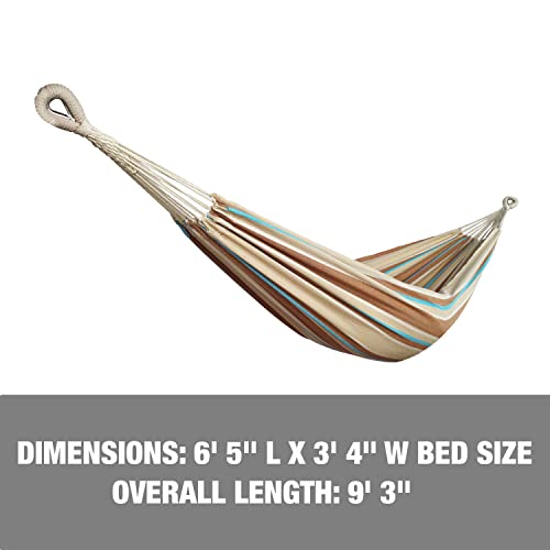 Bliss Hammocks Bh-400-Ha 40" Wide Hammock W/Hand-Woven Rope Loops & Hanging Hardware, Outdoor, Patio, Backyard Durable, Cotton And Polyester Blend, 250 Lbs Capacity, Hampton Stripe #TOP1