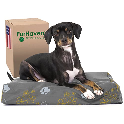 Image of Furhaven Water-Resistant Orthopedic Dog Bed for Small Dogs w / Removable Washable Cover, For Dogs Up to 20 lbs - Indoor /Outdoor Garden Print Mattress - Iron Gate, Small