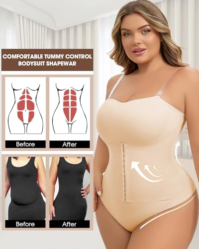 Full Body Shaper for Women Open Crotch Shapewear Plus Size Girdle Belly Shapewear Body Shaper Strapless4