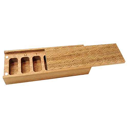 Natural Acacia Wood 7 Day Weekly Pill Box – Pill Organizer For Vitamins, Daily Supplements – Pill Container. #TOP19