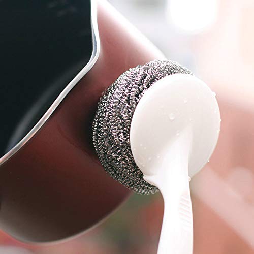 12Pcs Stainless Steel Scourer Scrub Pad With Plastic Handle Cleaning Brush Metal Scouring Pad Removes Grease, Oil And Dirt Stains From Pots, Dishes And Bakeware For Household Kitchen Restaurants #TOP4