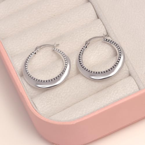 LeCalla 925 Sterling Silver Rope Twisted Hoop Earrings - Women's Chunky Hoops - Lightweight Click Top - Italian Design Shrimp Earring3