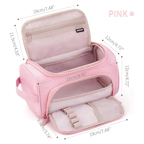 Image of Large Capacity Pencil Pouch, Aesthetic Pencil Case with Zipper Portable Handle, Cute Pencil Bag Stationery Organizer for Office College School Teen Girl Boy Adult (Pink)
