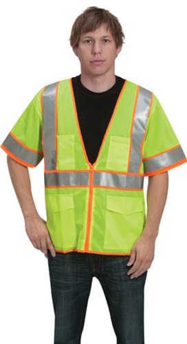 Liberty Glove & Safety C16014G/3XL HiVizGard Polyester All Mesh Fabric Class 3 Vest with Sleeves, 3X-Large, Fluorescent Lime Green