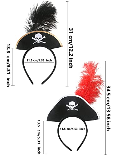 Sgbetter 10 Pack Pirate Hat Headband Skull Feather Mini Pirate Top Hat Headband Headpiece For Halloween Pirate Theme Party Costume Accessories, 2 Styles #TOP1