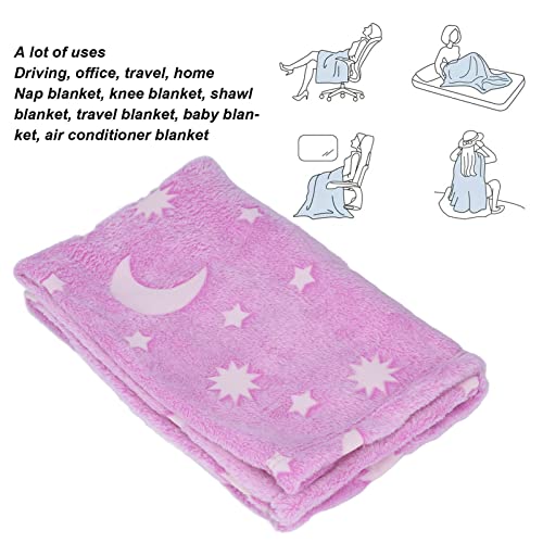 Fecamos Glow In The Dark Blanket, Moon Stars Pattern Comfortable Polyester 1.8Mx2M Kids Blanket For Birthdays (Purple) #TOP3