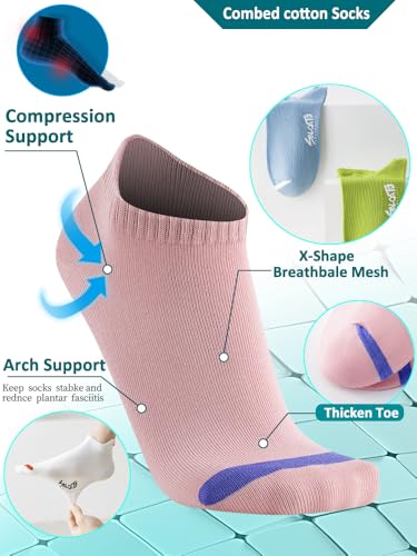 Image of Women's sports ankle socks,moisture wicking,for running,non slip athletic socks with arch support,6 pack