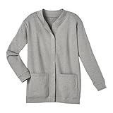 CATALOG CLASSICS Womens Fleece Jacket Snap Front Cardigan Sweatshirt for Women, 1X, Grey