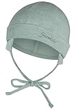Sterntaler OCS Beanie Melange – Unisex Baby Mütze aus Melange-Singlejersey (Bio) – weiche Kopfbedeckung mit zwei Tragevarianten – lässige Übergangsmütze für Babys & Kinder – steingrün, Gr. 47