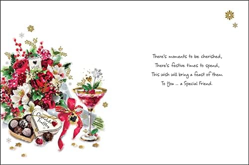 Jonny Javelin Female Special Friend Christmas Card Flowers Cocktail