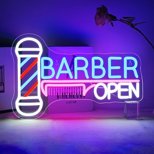 Materiali di alta qualità: Barber open scritta led è realizzato in acrilico trasparente e strisce al neon led flessibili per sicurezza e durata.