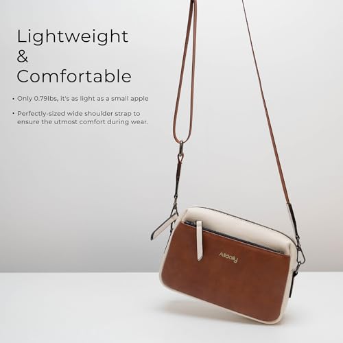 Image of Alldaily Small Triple Zip Crossbody Purse for Women, Vegan Leather Phone Bag with Wide Shoulder Strap
